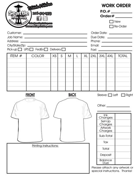 Printable T Shirt Order Form Template Free